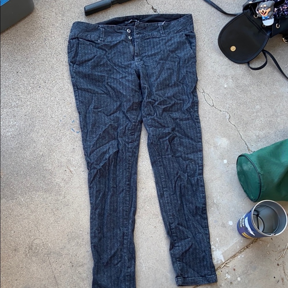 Prana Pants Dark Gray w/ Herringbone detail Skinny